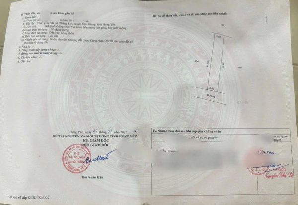 Cần bán 144,7m2 Thắng Lợi - Văn Giang đường ô tô thông thoáng, giá chỉ 26,5 triệu/m2