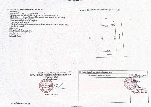 Chính chủ bán mảnh đất 2 mặt tiền thôn Đại Tài, xã Nghĩa Trụ giáp Vinhomes Ocean Park 3