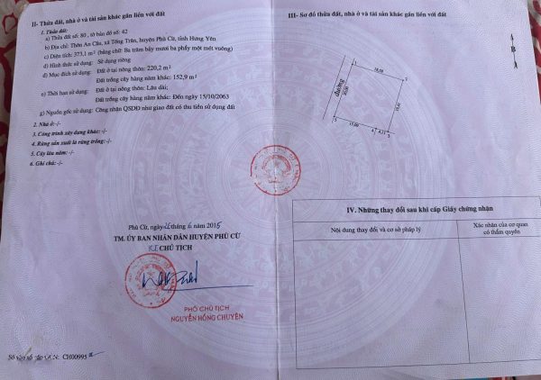 Bán ngay 373.1m2 đất mặt tiền 20m tách thửa đẹp tại Tống Trân, Phù Cừ, Hưng Yên